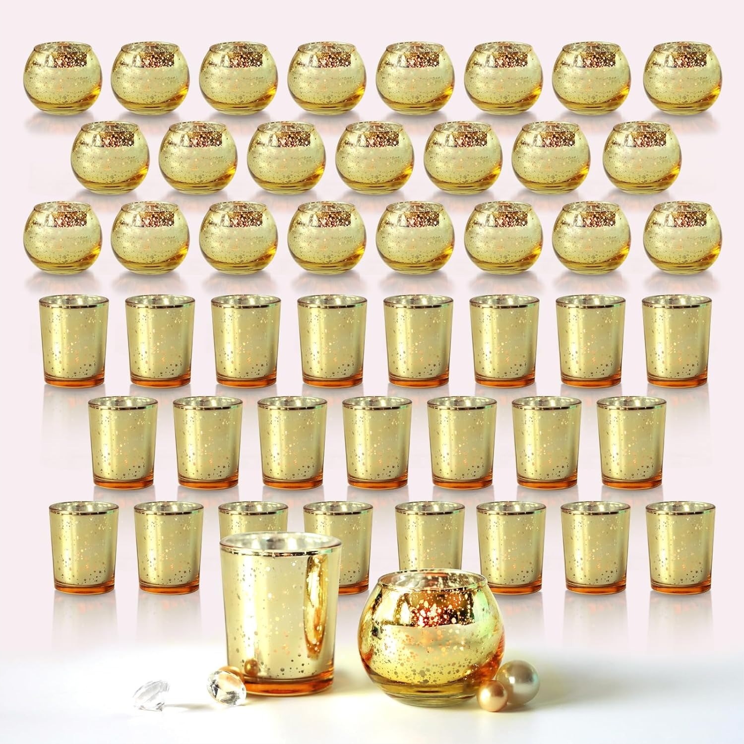 Candle Supplies In Bulk - 48Pcs Gold Votive Candle Holders Bulk
