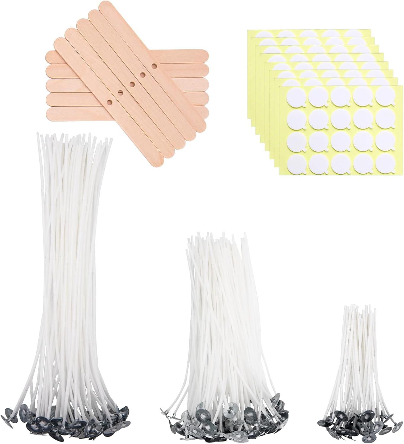 Cotton Wick 6 Inch - 160pcs Pre-Waxed Candle Wicks with Stickers