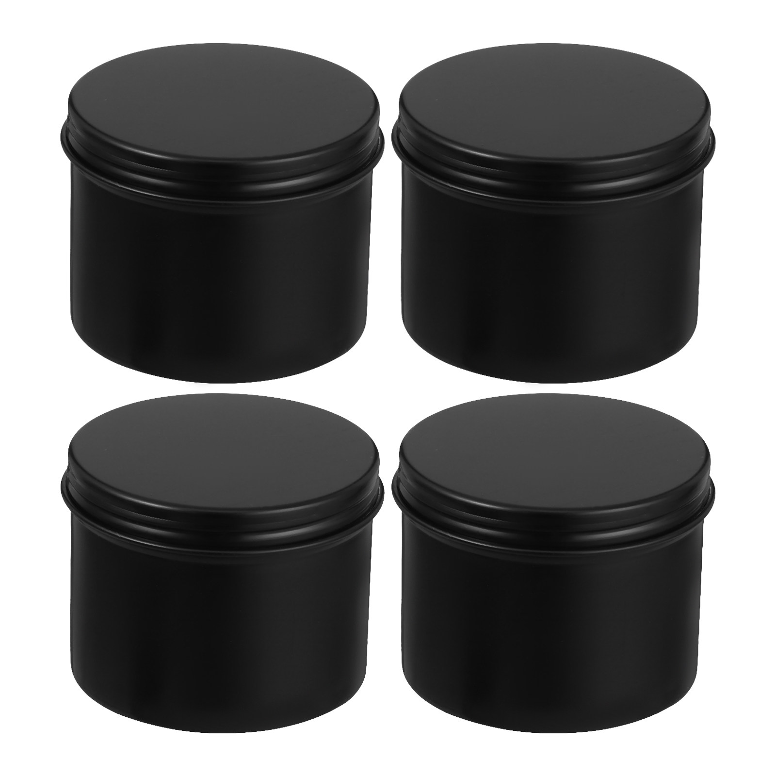 Black Tin Candle - 4Pcs Black Round Aluminum Tin Containers