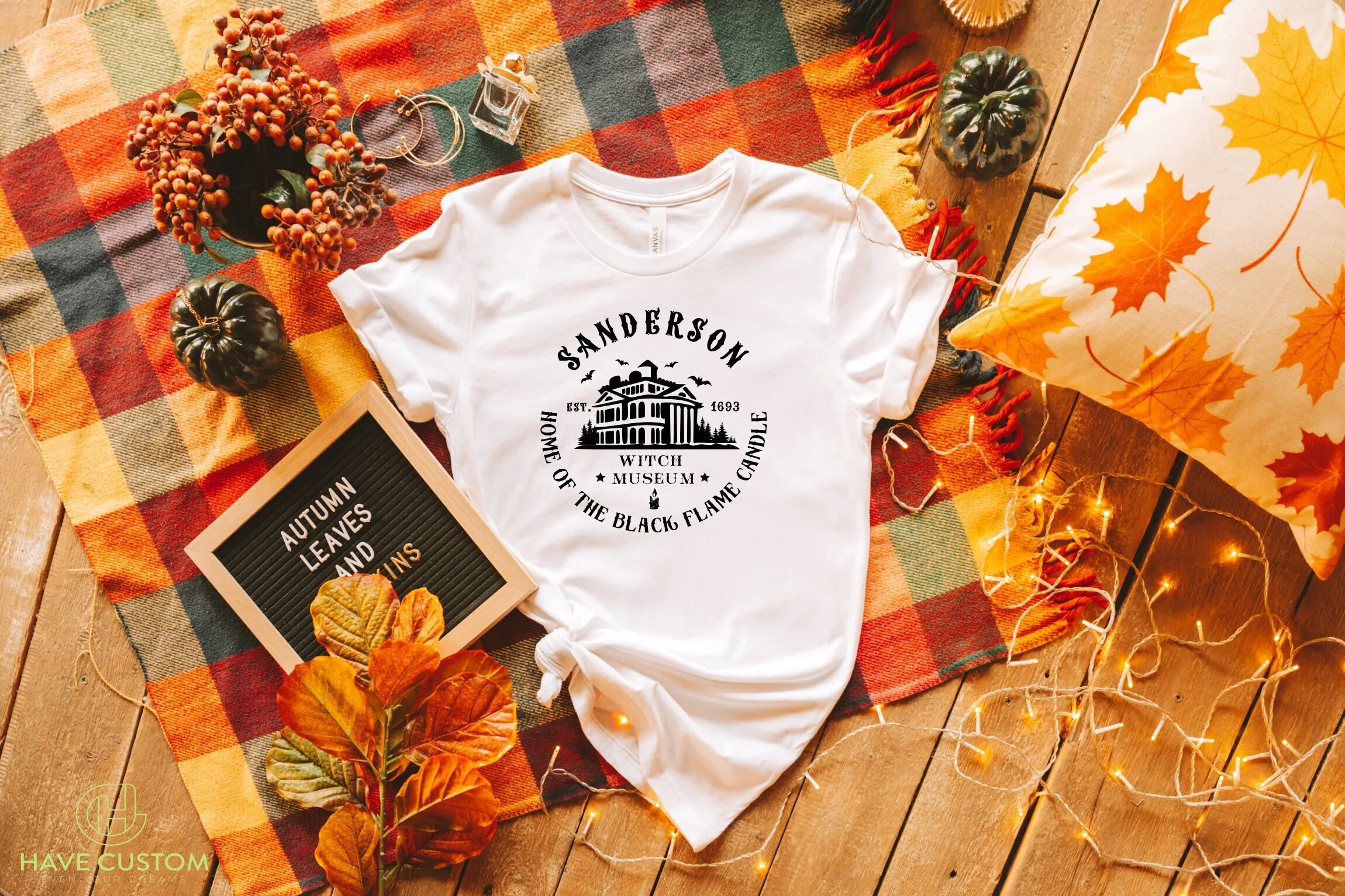 Black Tin Candle - Sanderson Museum T Shirt Witch Est
