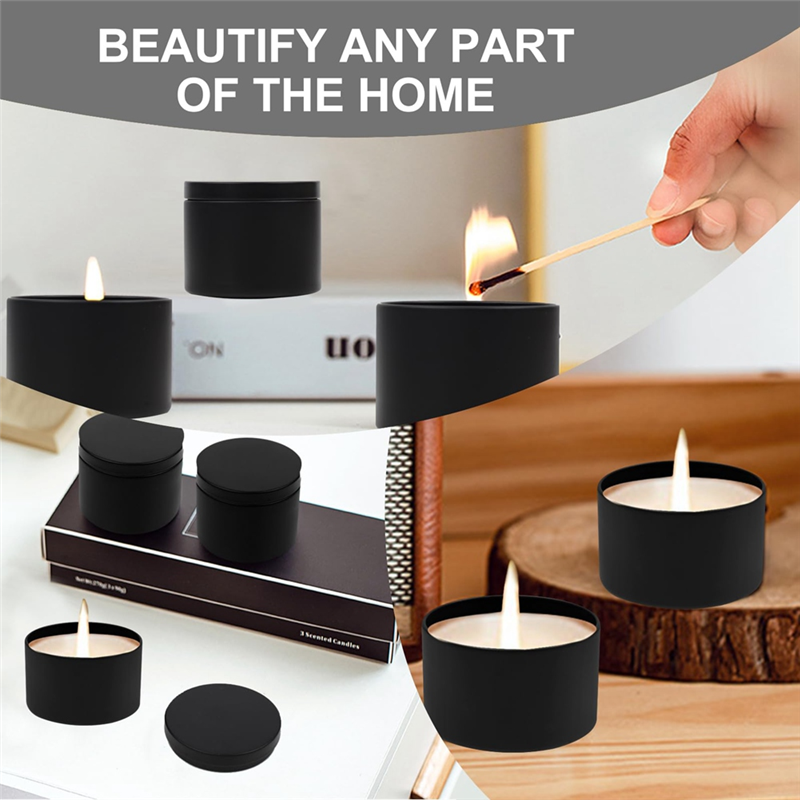 24Pcs Black Candle Tins Set 4O - Black Tin Candle ulasan dan harga