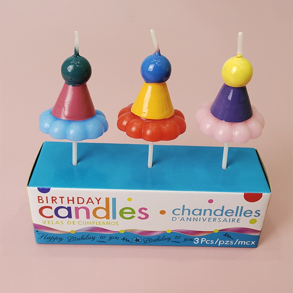 3PCS Party Hat Birthday Candle - Candle Supplies Free Shipping ulasan dan harga