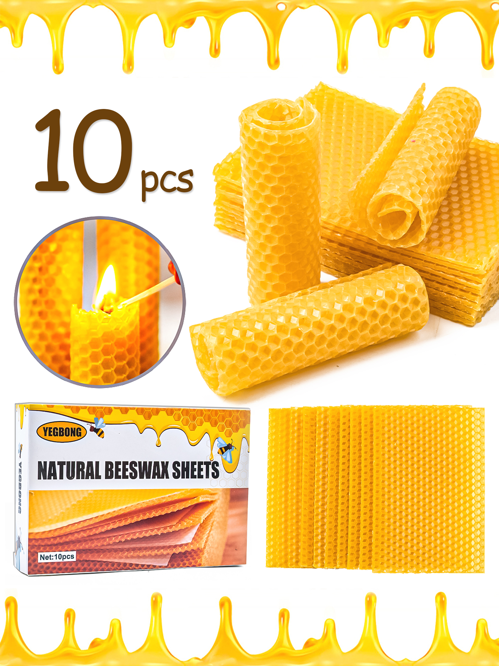 10Pcs Natural Honeycomb Bee Wa - Candle Supplies Wholesale ulasan dan harga
