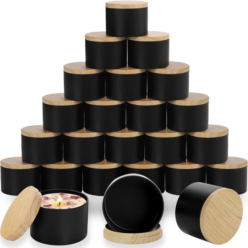 24-Piece 4oz Black Candle Tins - Black Tin Candle ulasan dan harga