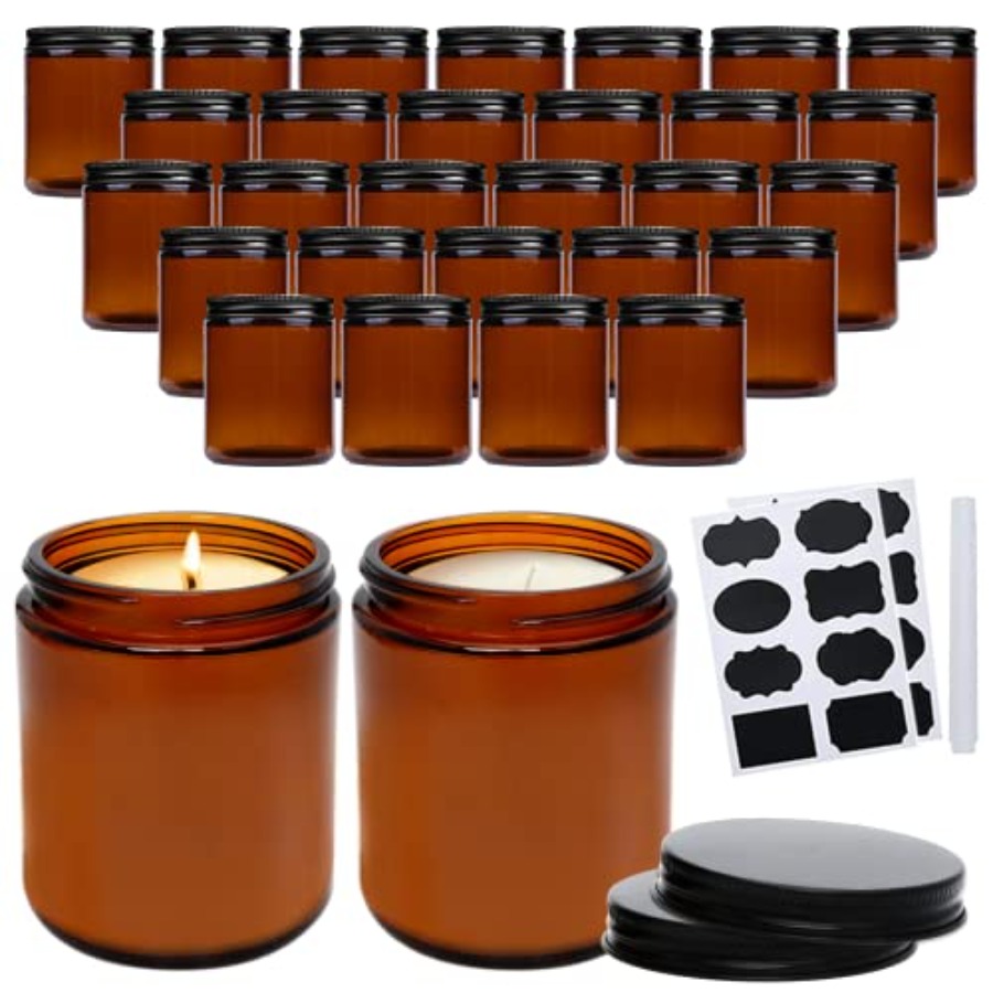 8oz Amber Candle Jars Set of 3 - Black Tin Candle ulasan dan harga