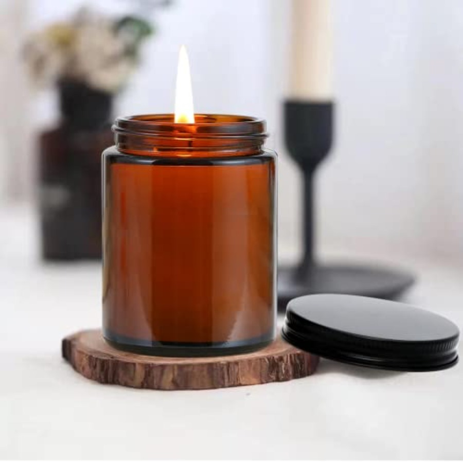 8oz Amber Candle Jars Set of 3 - Black Tin Candle ulasan dan harga